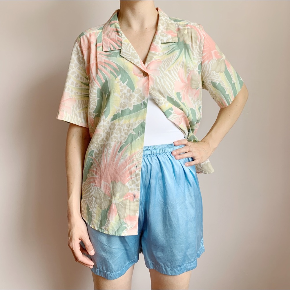Classic Pastel Tropical Button-Down Shirt